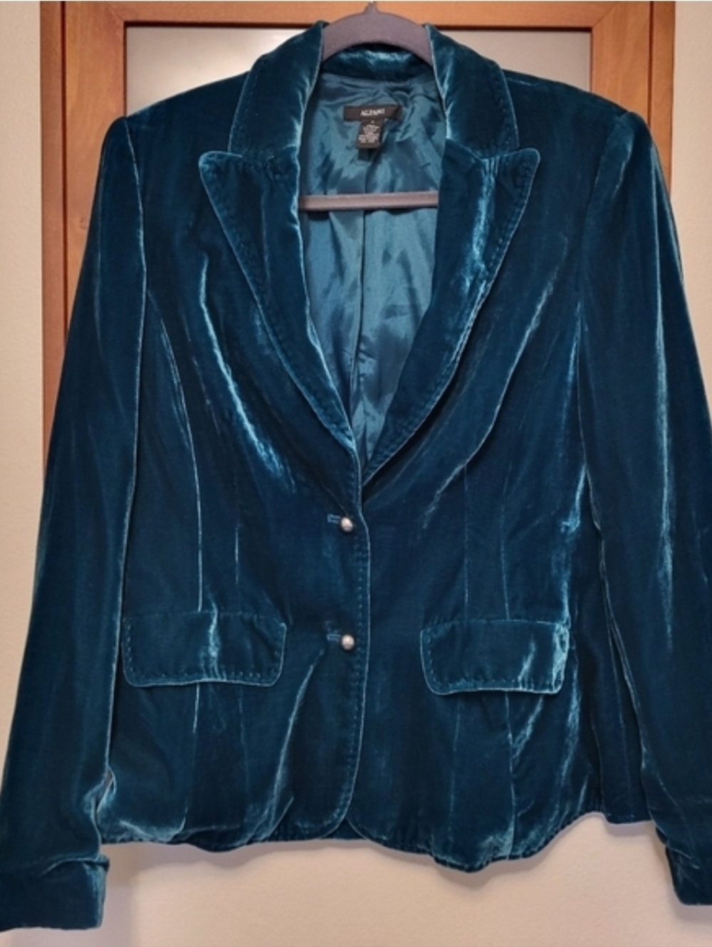 Alfani Silk & Velvet Teal Turquoise Blazer Sz 6